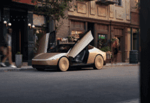 Tesla Robotaxi Service Begins Limited Rollout in Austin A Tesla Model Y operating as part of the new robotaxi service in Austin, Texas, parked curbside and ready for autonomous ride-hailing.